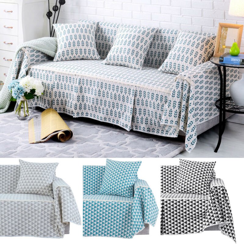 1 2 3 4 Seater Cotton Blend Chair Sofa Cover Couch Printed Slipcover Protector