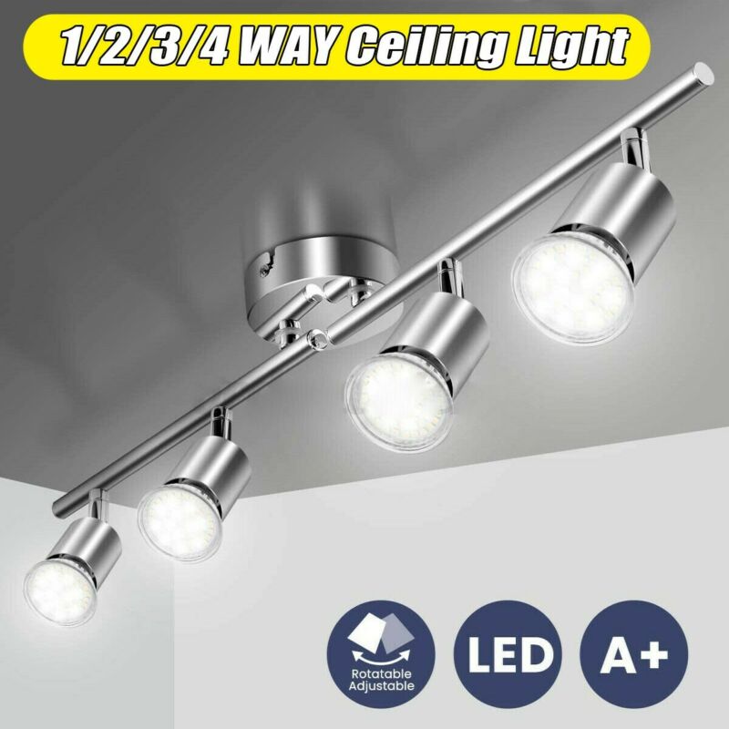1 2 3 4 Way Adjustable LED Ceiling Lights Spotlight Fitting Kitchen Bar Lighting