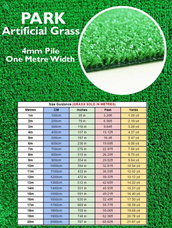 1 - 2m Wide 4mm Depth Artificial Grass Quality Garden Green Lawn Fake Astro Turf