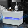 1 Bedside Table with 2 Drawers Cabinets Storage Nightstand Units RGB LED Light