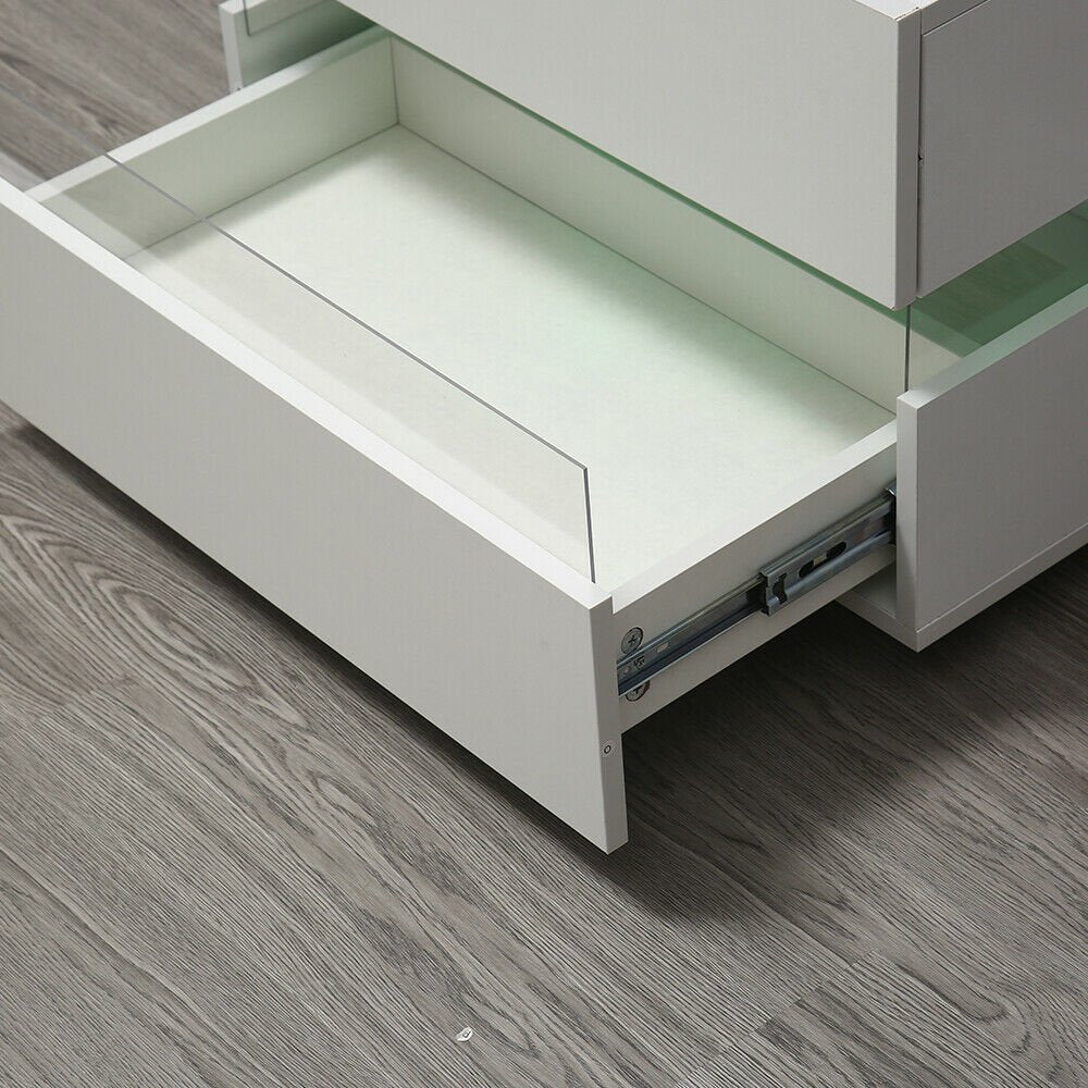 1 Bedside Table with 2 Drawers Cabinets Storage Nightstand Units RGB LED Light