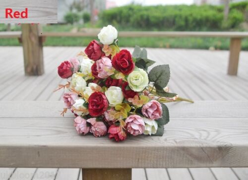 1 BOUQUET 21 HEAD CONCISE ARTIFICIAL ROSE SILK FLOWER LEAF HOME WEDDING DECOR