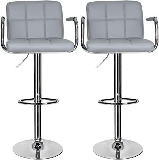 Bar Stools × 2 Padded Seat Faux Leather Swivel Home Kitchen Breakfast Muti Types