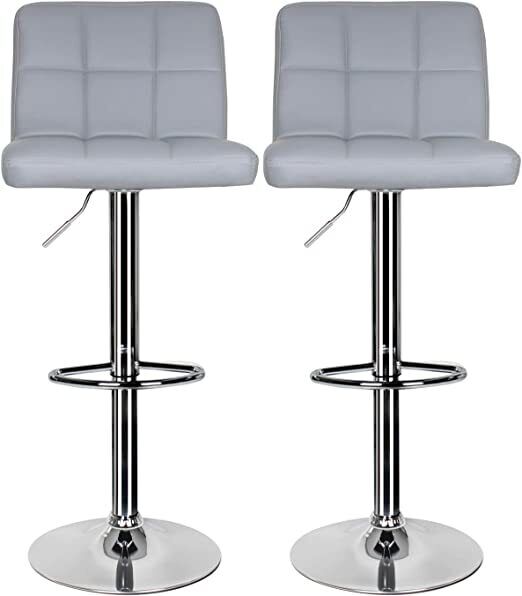 Bar Stools × 2 Padded Seat Faux Leather Swivel Home Kitchen Breakfast Muti Types