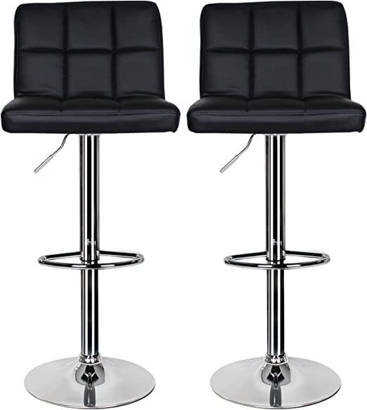 Bar Stools × 2 Padded Seat Faux Leather Swivel Home Kitchen Breakfast Muti Types
