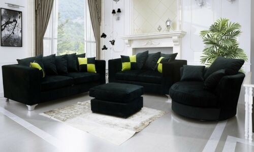 *** BRAND NEW*** Lush Modern Grey Black Fabric Corner Sofa Cheap LEFT RIGHT 3 2