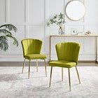 **Seconds** 2x Danica Green Velvet Dining Chair Gold Legs Contemporary Glam 192