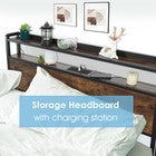 OYAJIA Double Bed Frame Platform Bed Frame With RGB Headboard Storage Drawer