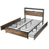 OYAJIA Double Bed Frame Platform Bed Frame With RGB Headboard Storage Drawer