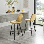 **Seconds** 2x Pesaro Mustard Velvet Modern Bar Chairs Black Legs