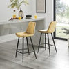 **Seconds** 2x Pesaro Mustard Velvet Modern Bar Chairs Black Legs