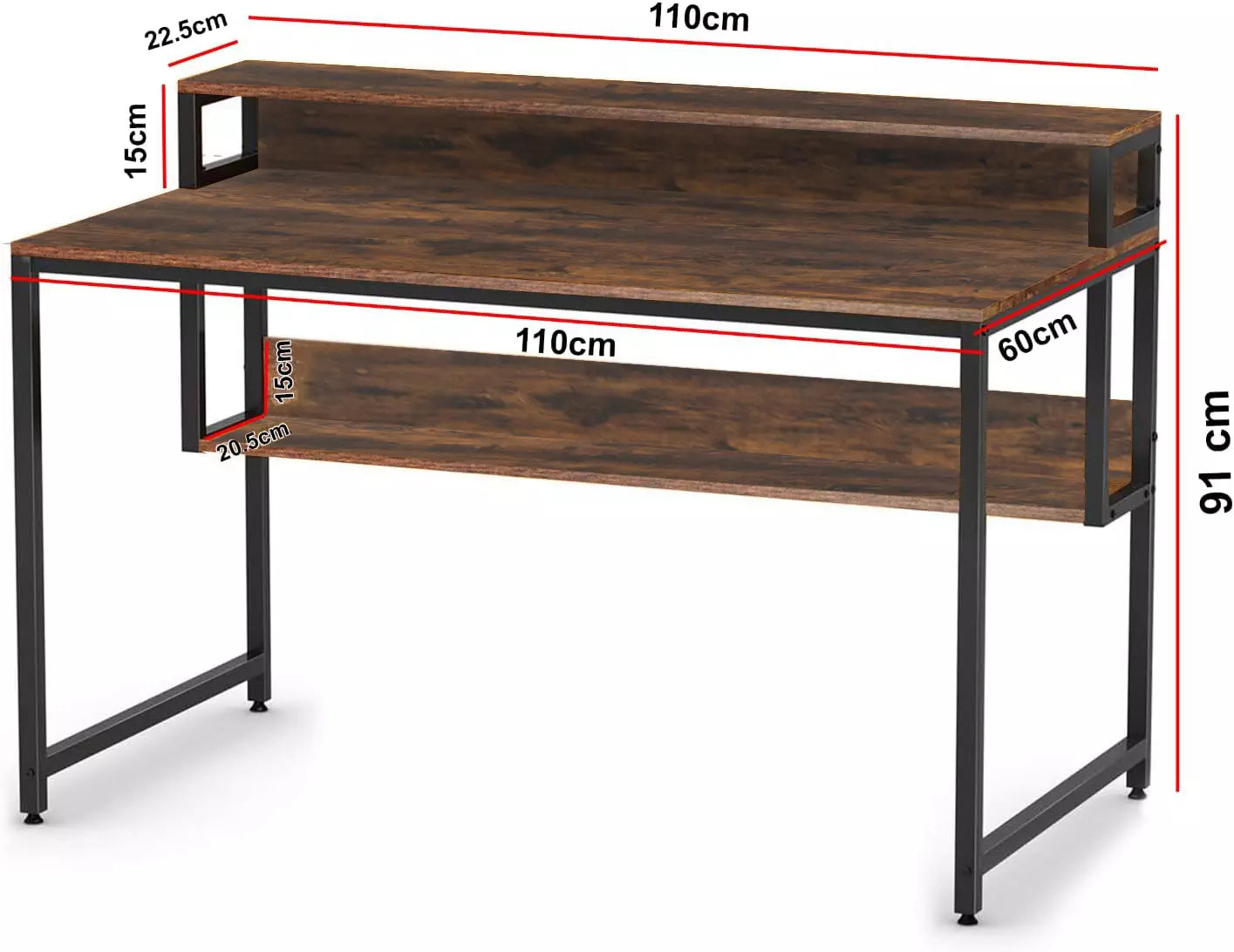 Computer Desk Laptop PC Study Table Writing Home Office Desk Workstation Shelves