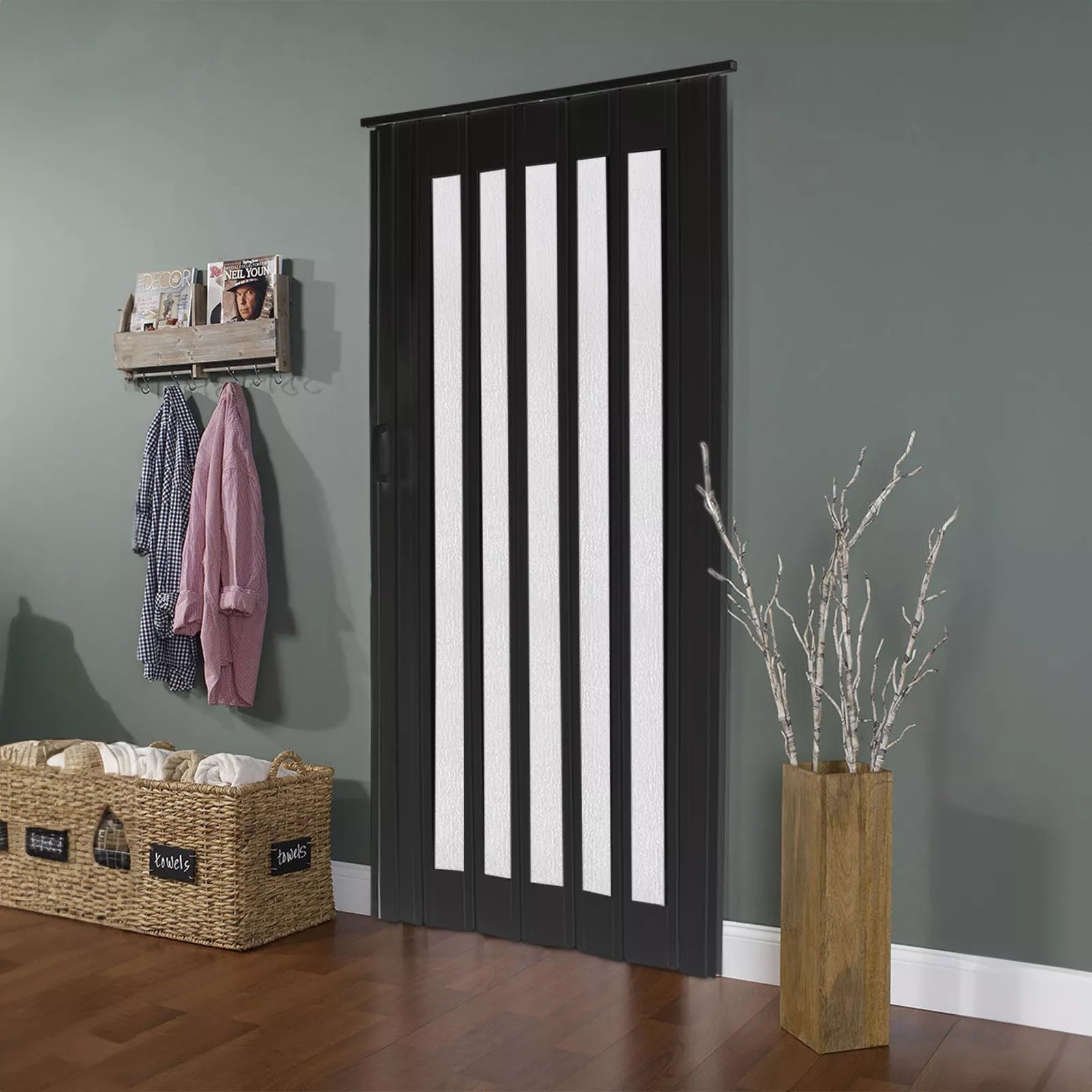 Internal Bi Folding Concertina Accordion Door PVC Sliding Divider Doors Bathroom