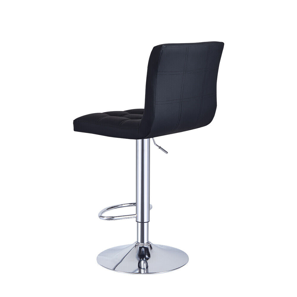 Bar Stools Set of 2 PU Leather Swivel Height Adjustable Bar Chairs With Backrest