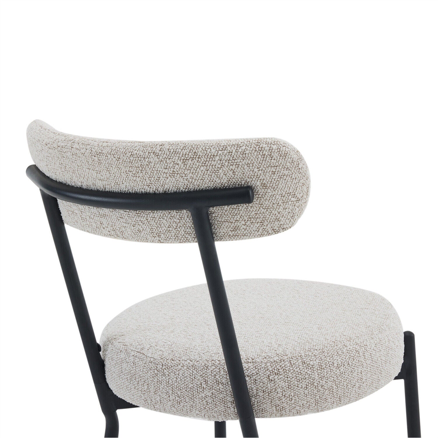 Bar Stools Set of 2 Boucle Fabric Breakfast Kitchen Islands Counter Chairs White