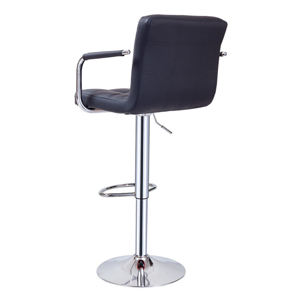 Bar Stools Set of 2 PU Leather Swivel Height Adjustable Bar Chairs With Backrest