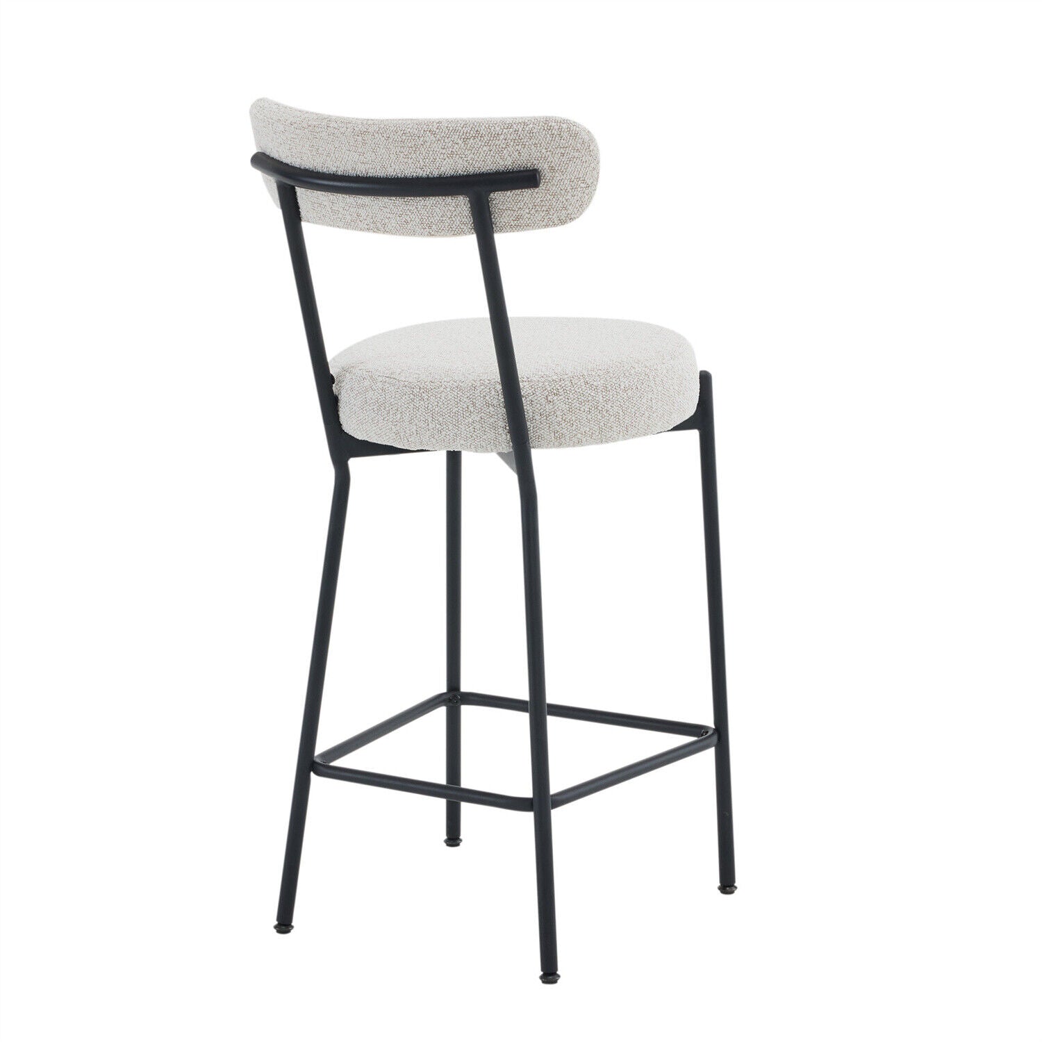 Bar Stools Set of 2 Upholstered Kitchen Bar Stools with Backrest and Footrest