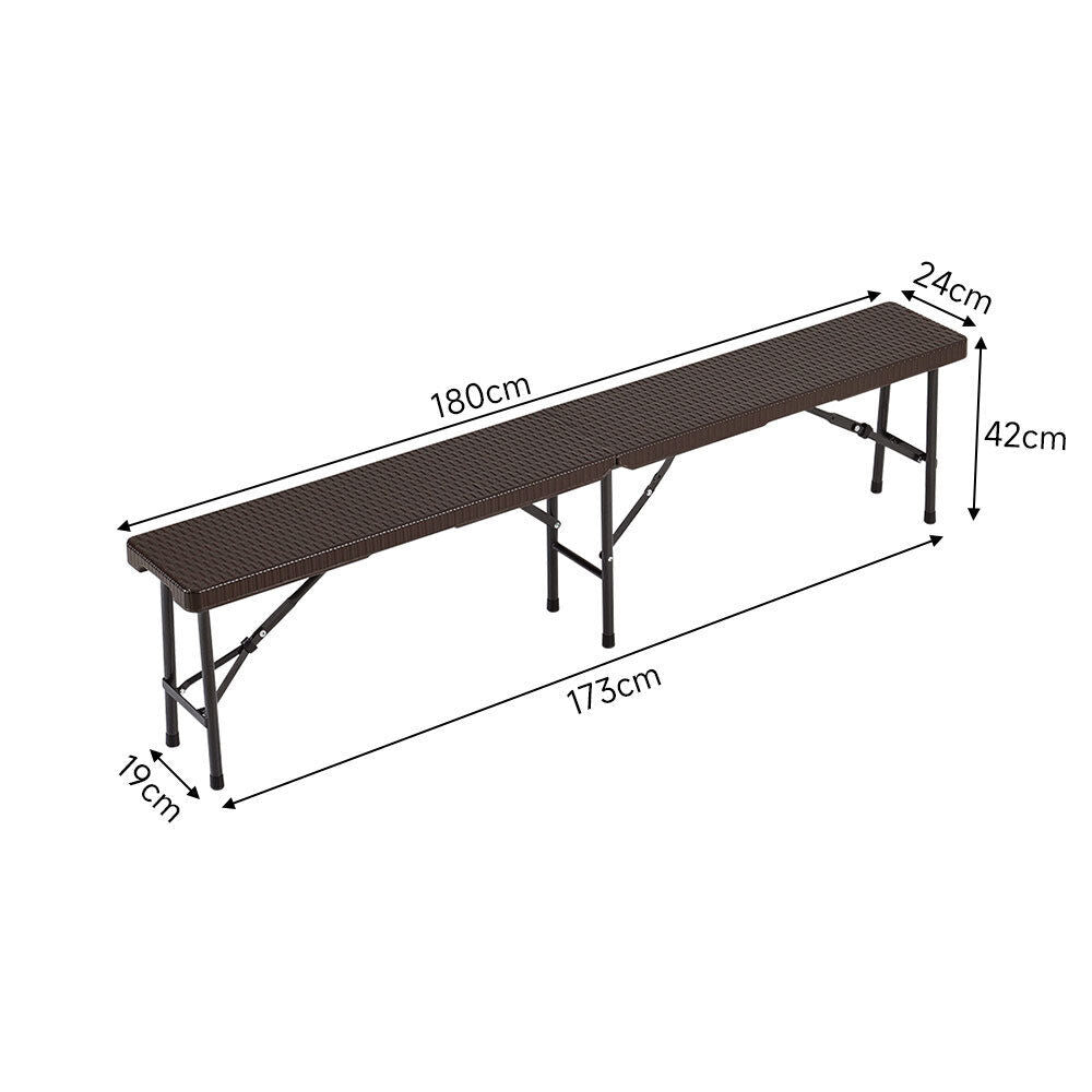 Rattan Garden Dining Table and Chairs Set Folding Camping BBQ Picnic Table Bench