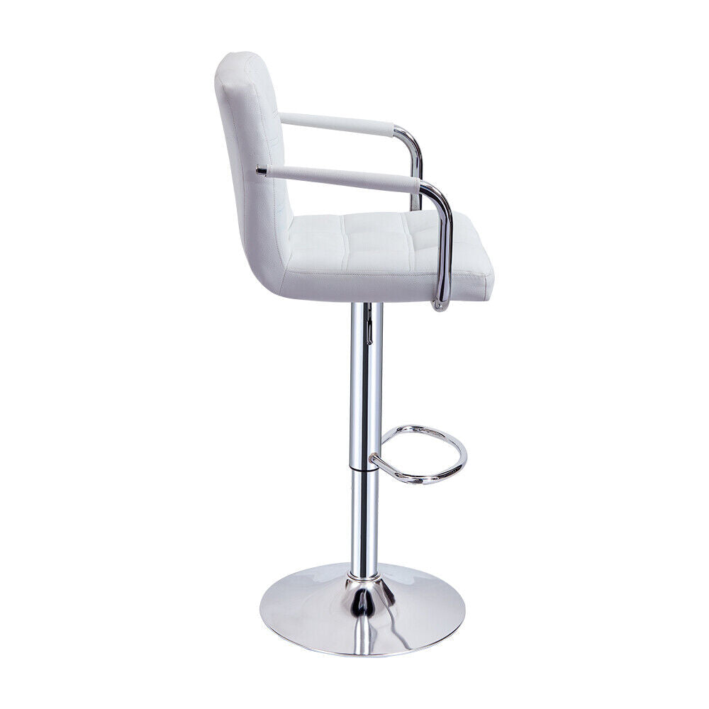 Bar Stools Set of 2 PU Leather Swivel Height Adjustable Bar Chairs With Backrest