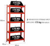 Garage Shelving Units 5 Tier Shed Storage Racking Shelf Boltless - 90x40x180cm