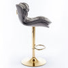 Bar Stools Set of 2 Adjustable Height 360° Swivel Tufted Pub Bar Chairs Grey