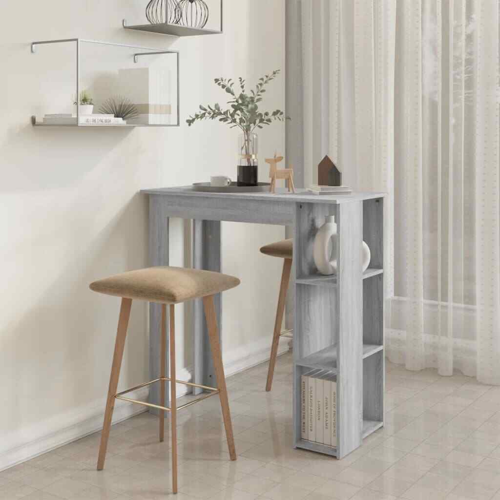 Bar Table with Shelf Grey Sonoma 102x50x103.5 cm Engineered Wood HOT