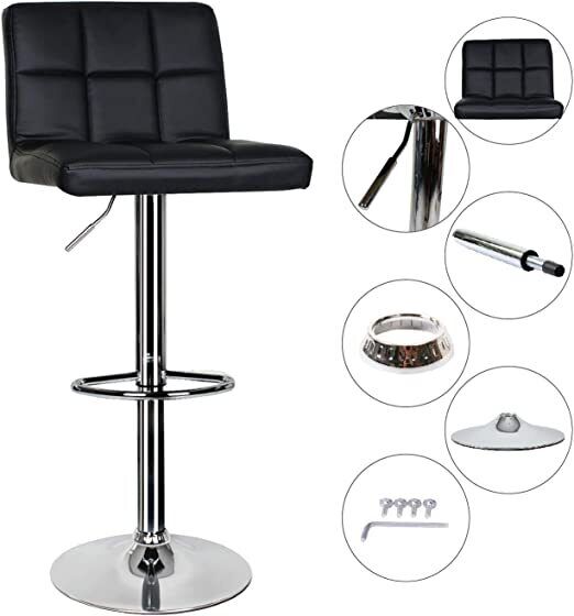 Bar Stools × 2 Padded Seat Faux Leather Swivel Home Kitchen Breakfast Muti Types