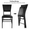 Set of 2 Padded Folding Chair Metal Frame Counter Height Dining Chairs