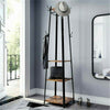 180cm Coat Stand Corner Garment Hat Rack Clothes Rails Hanger w/ 4 Storage Shelf