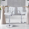 Bar Stools Set of 2 PU Leather Swivel Height Adjustable Bar Chairs With Backrest
