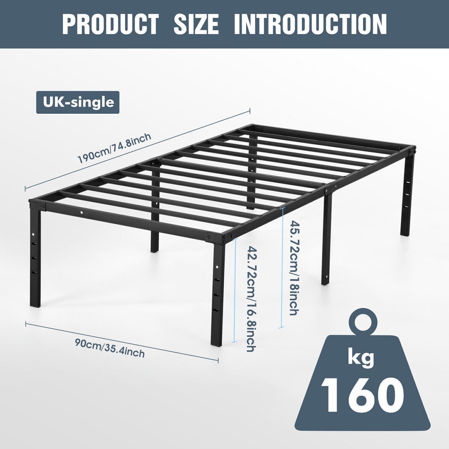 Metal Bed Frame Single/Double/King Size Bed Platform 3ft 4ft6 5ft Bed Base UK