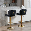 Bar Stools Set of 2 Adjustable Height 360° Swivel Tufted Pub Bar Chairs Black