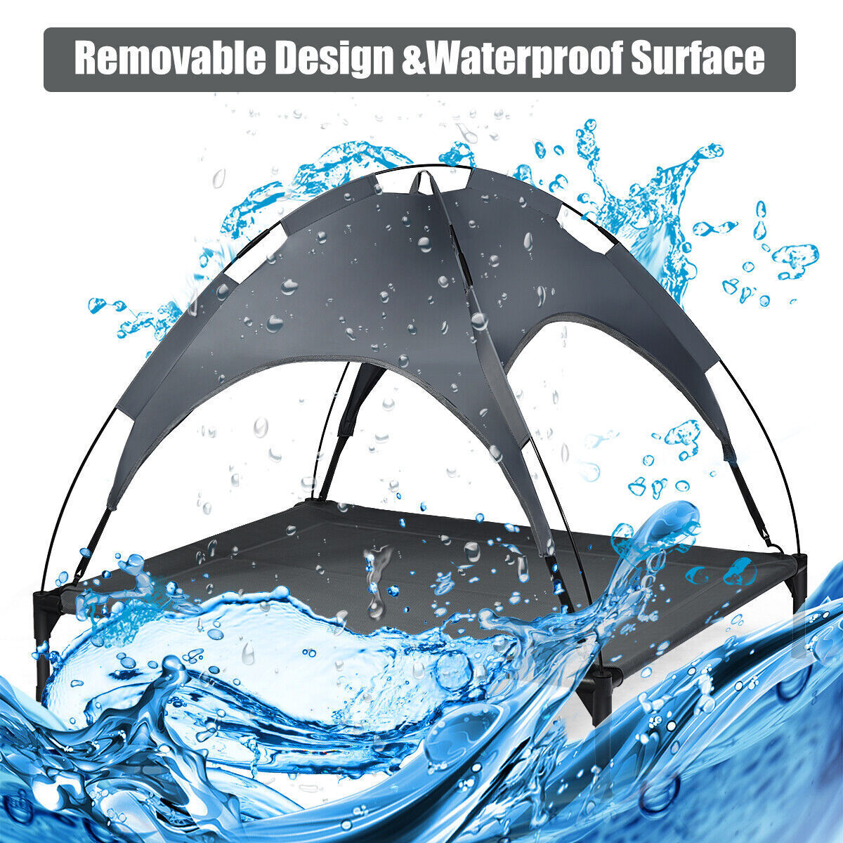 Exlarge Elevated Dog Bed Portable Pet Cot Tent w/ Removeable Canopy Waterproof