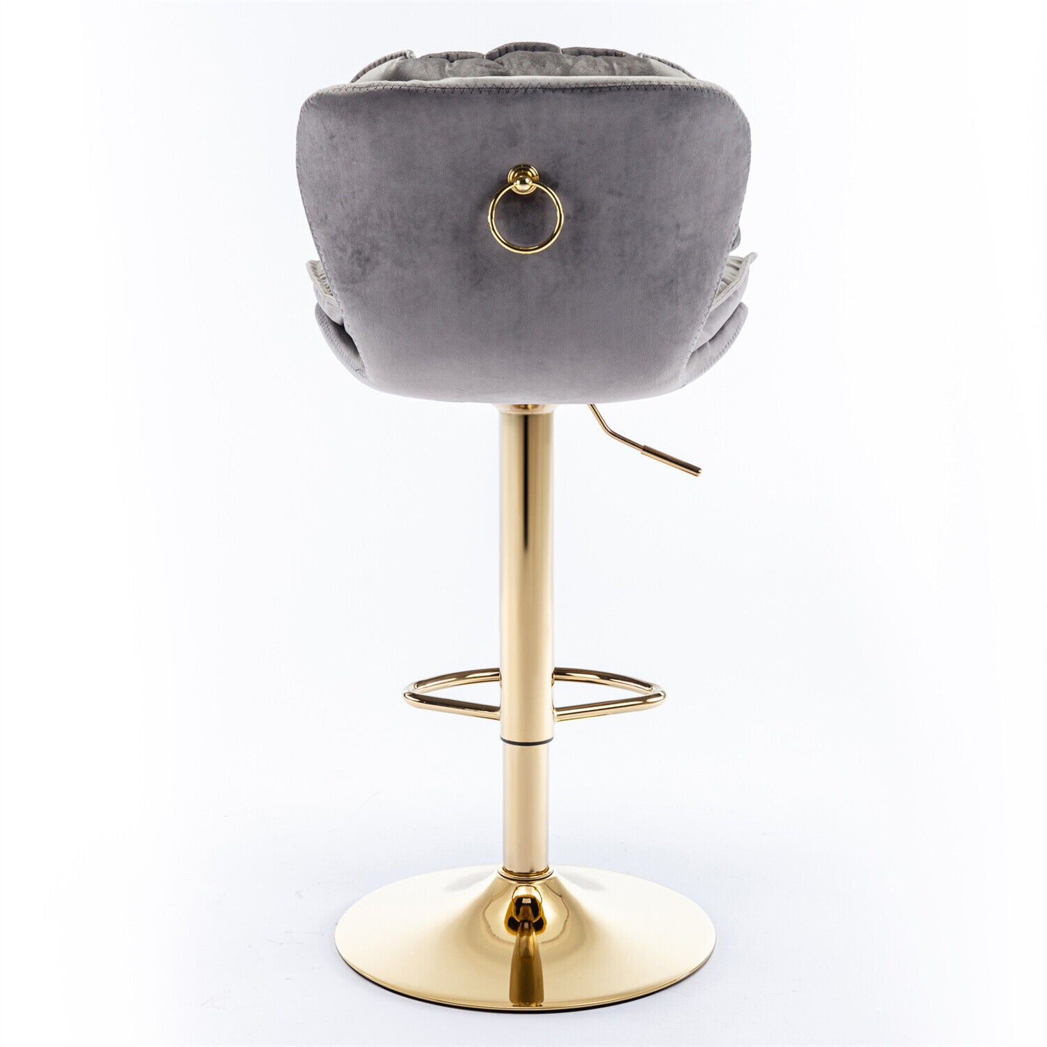 Bar Stools Set of 2 Adjustable Height 360° Swivel Tufted Pub Bar Chairs Grey