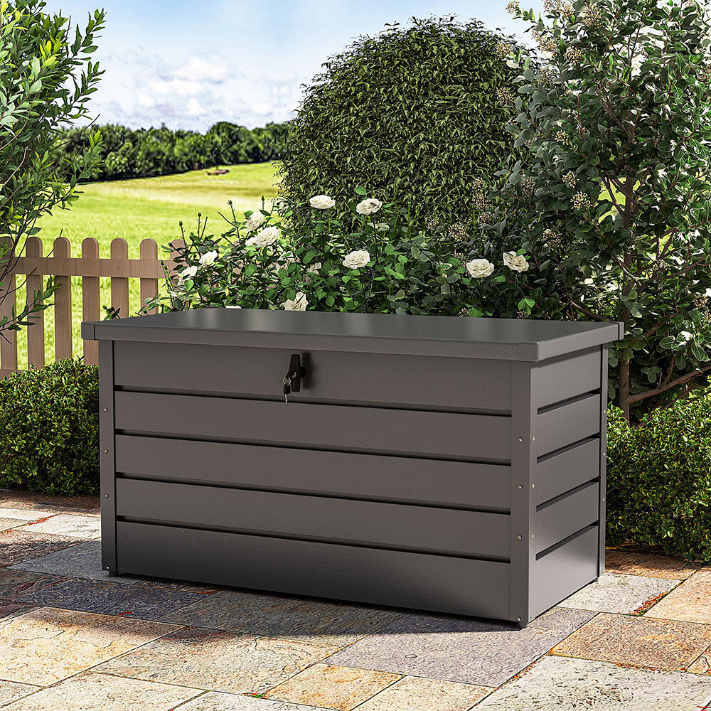 Storage Cabinet 350L Garden Storage Box Color Board Tool Container Patio Grey UK