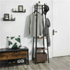 180cm Coat Stand Corner Garment Hat Rack Clothes Rails Hanger w/ 4 Storage Shelf