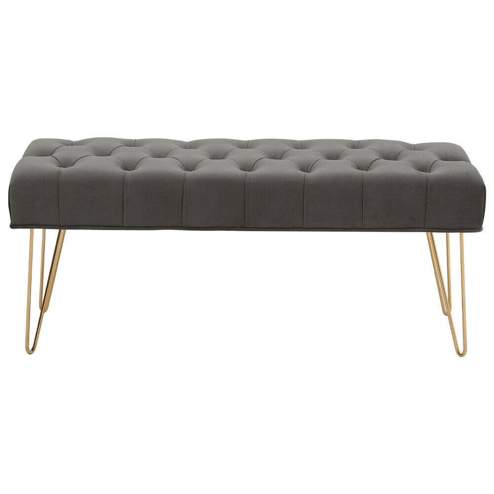 Entryway Bench Modern Ottoman End Of Bed Stool Velvet Upholstered Seat Foot Rest