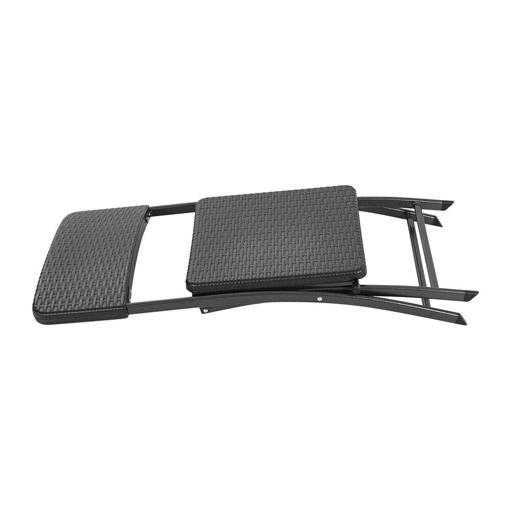 Rattan Garden Dining Table and Chairs Set Folding Camping BBQ Picnic Table Bench