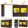 BAR TABLE WITH STORAGE CABINET KITCHEN ISLAND LED SIDEBOARD & 3 TIER SPICE RACK