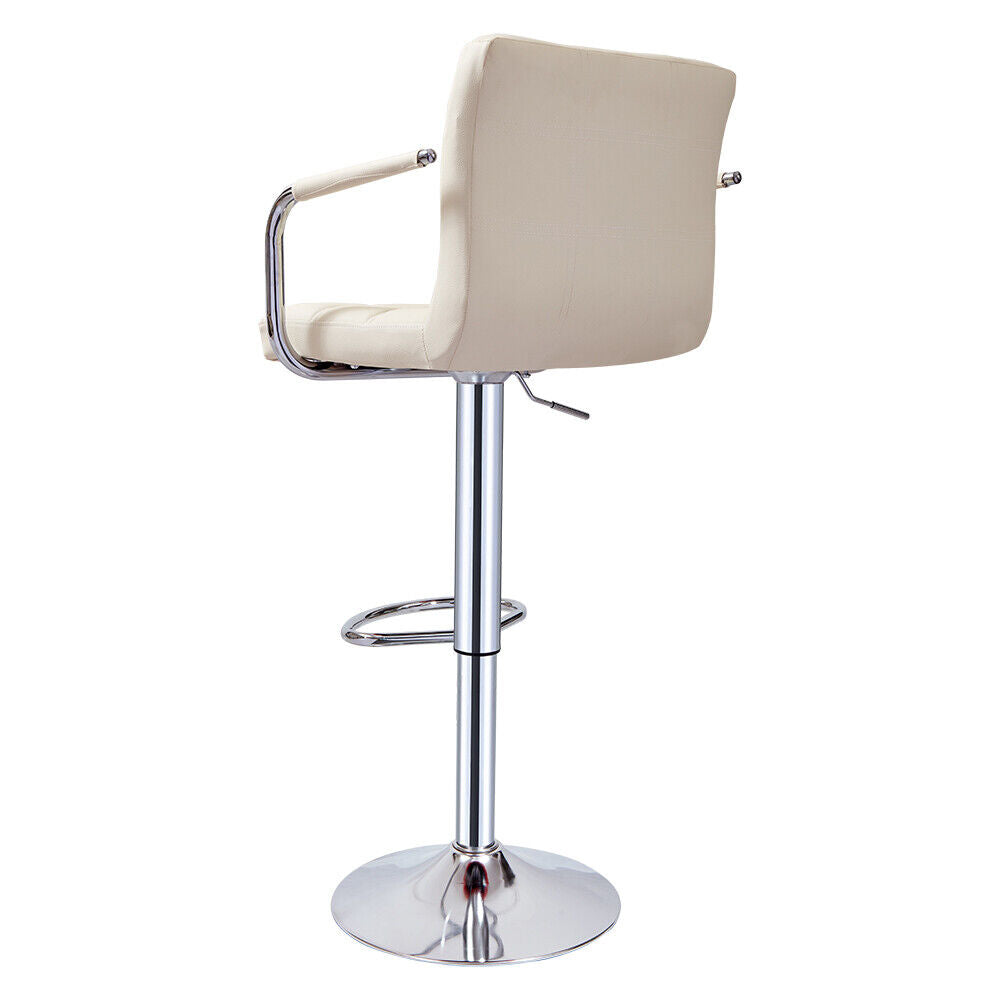 Bar Stools Set of 2 PU Leather Swivel Height Adjustable Bar Chairs With Backrest