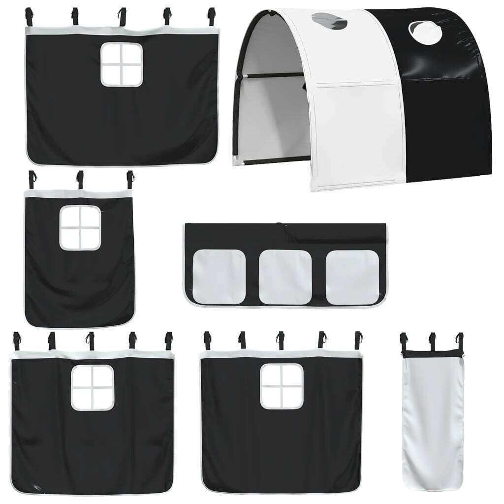 ' Loft Bed with Tunnel White&Black 90x200 Solid Wood Pine Y1B7