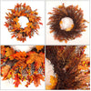 Autumn Fall Door Wreath Autumn Maple Leaf with LED Harvest Front Door Home Decor