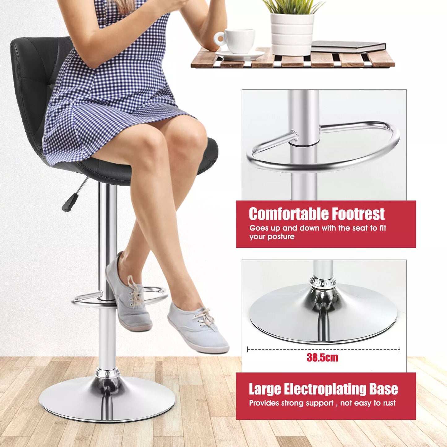 2 X BAR STOOLS KITCHEN SWIVEL PU LEATHER STOOLS DINING ROOM BREAKFAST PUB CHAIRS