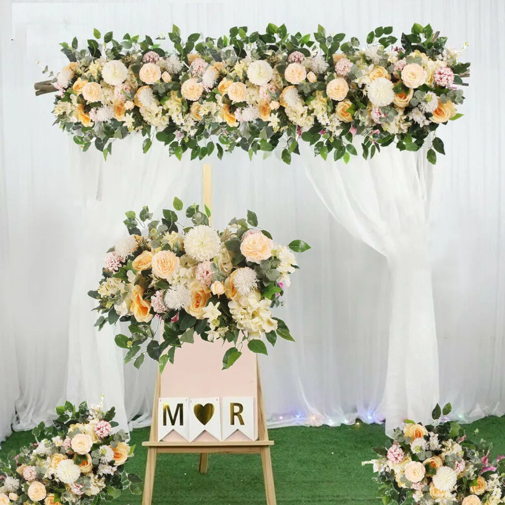 Artificial Wedding Rose Flower Row Top Table Backdrop Arch Arrangement Wall Deco