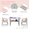 Children Table and 2 Chairs Set Toddlers Learning Activity Play Desk w/Storage