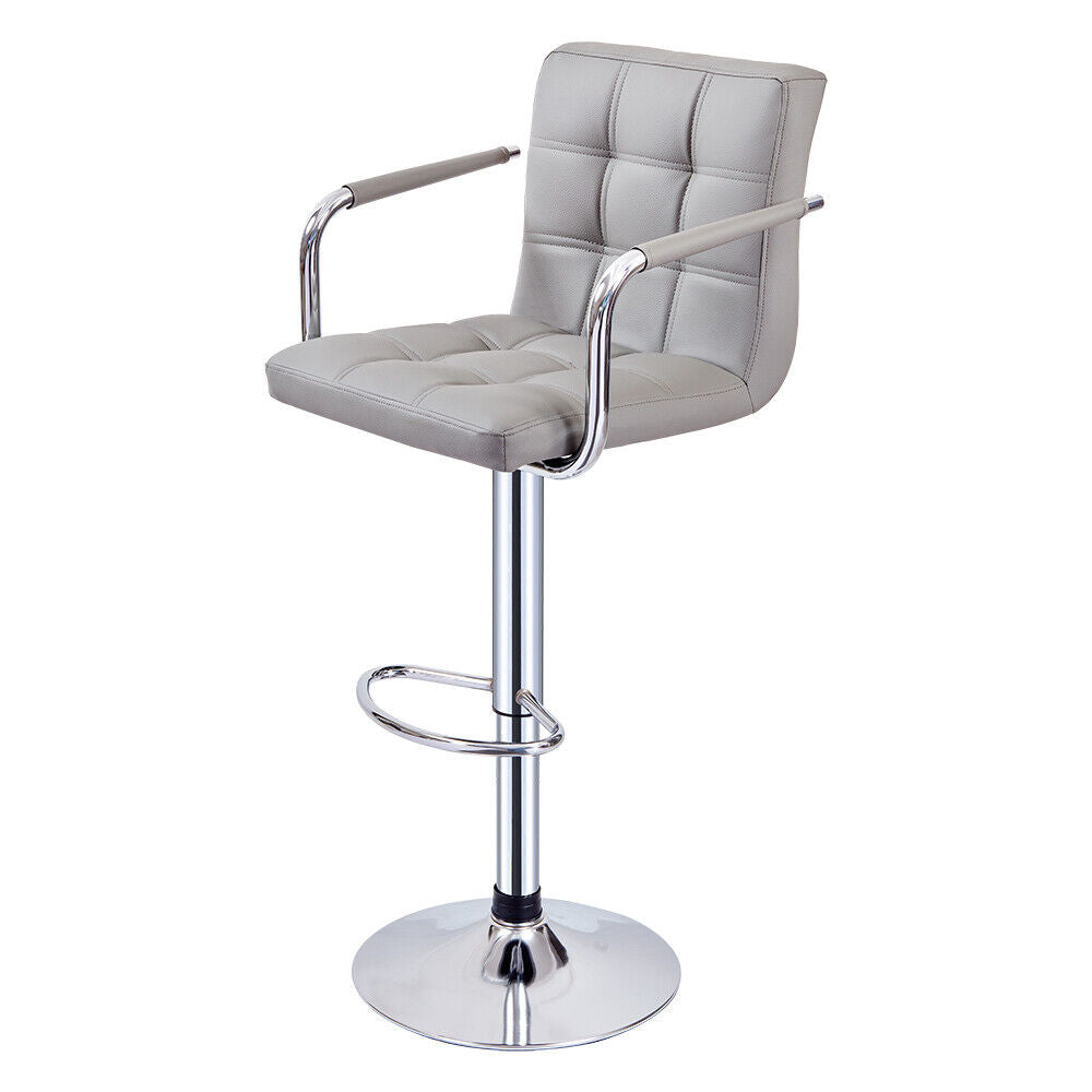 Bar Stools Set of 2 PU Leather Swivel Height Adjustable Bar Chairs With Backrest