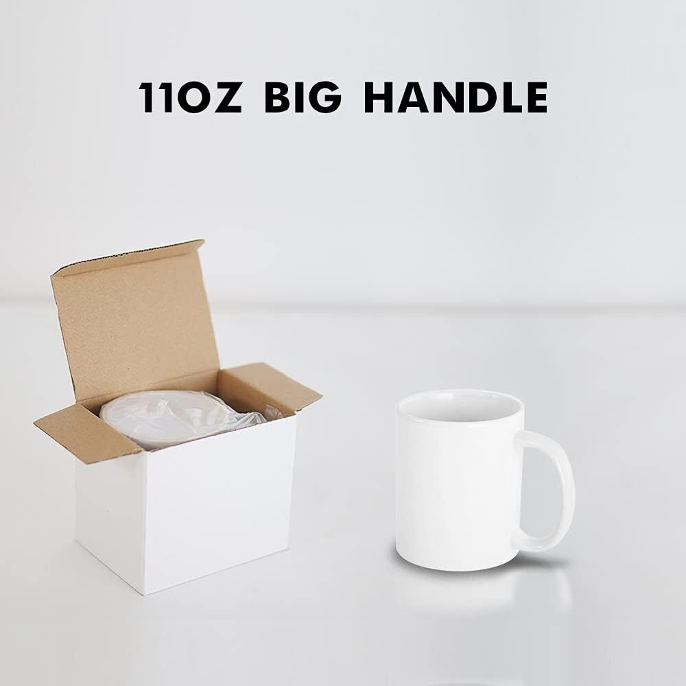 Sublimation Mugs 11oz with Gift Boxes Blank Plain White Coated Cups Large Handle
