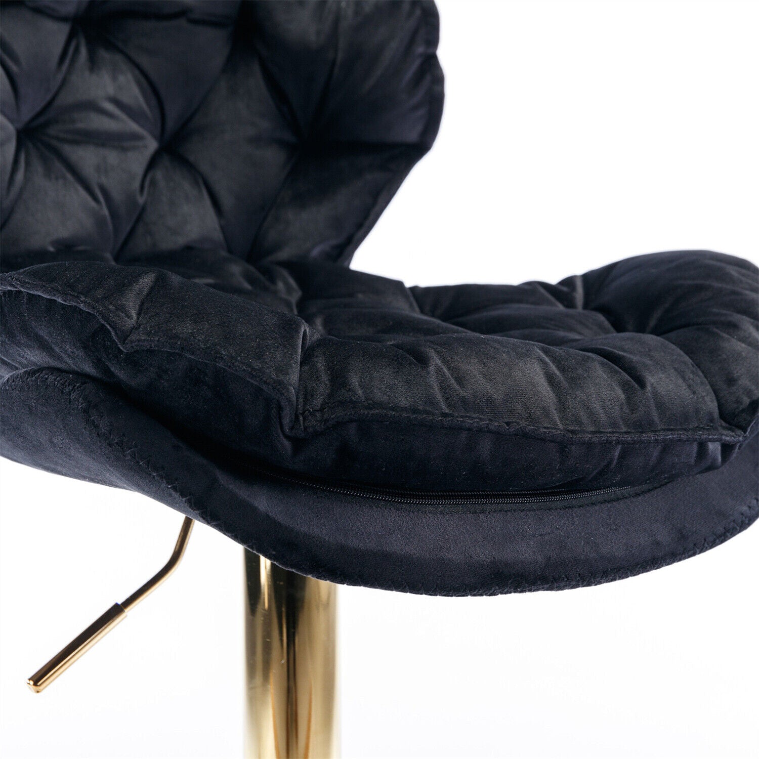 Bar Stools Set of 2 Adjustable Height 360° Swivel Tufted Pub Bar Chairs Black