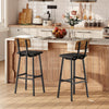 Bar Stools Set of 2 PU Upholstered Breakfast Bar Chairs Barstools with Backs