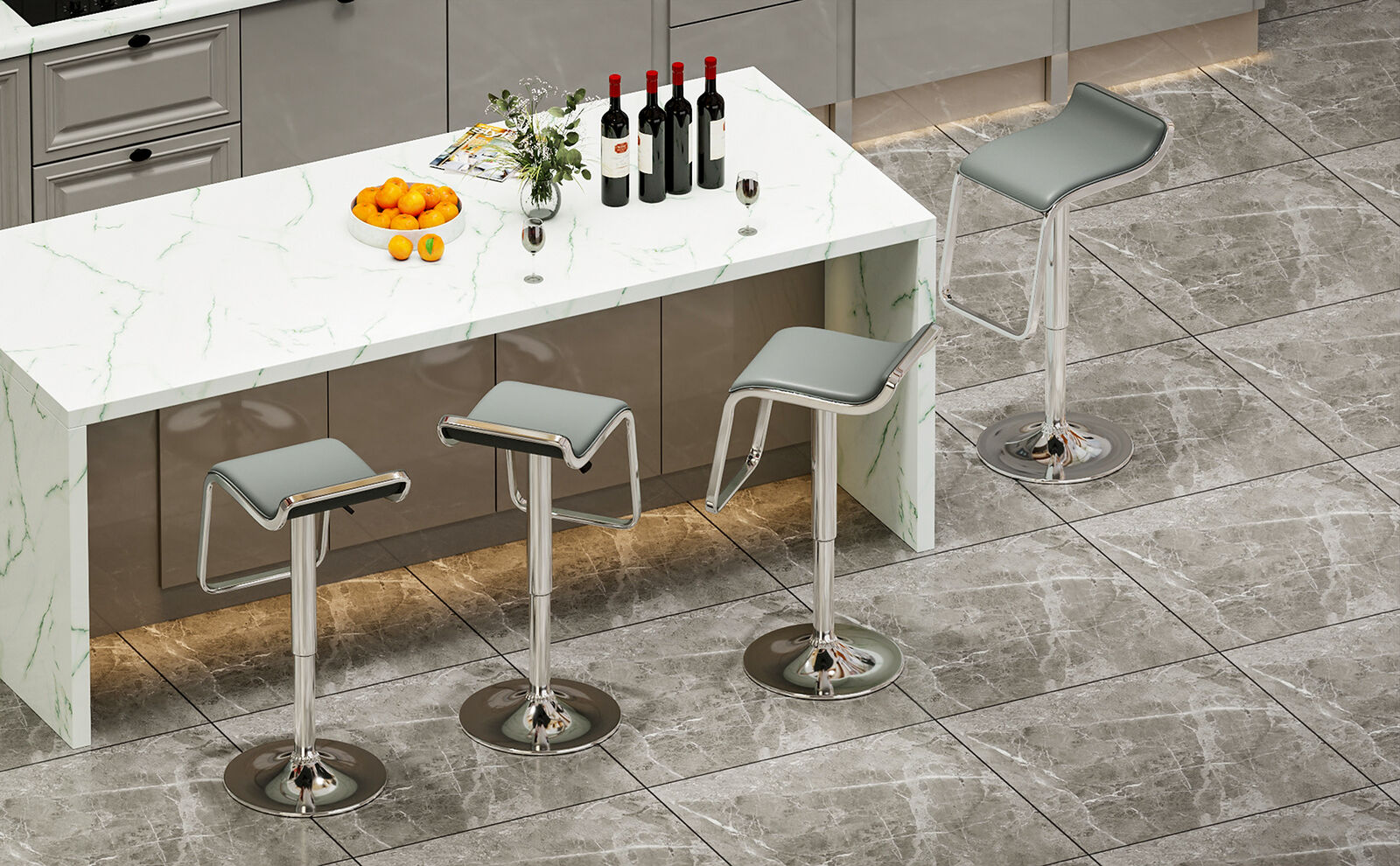 Bar Stools × 2 Padded Seat Faux Leather Swivel Home Kitchen Breakfast Muti Types